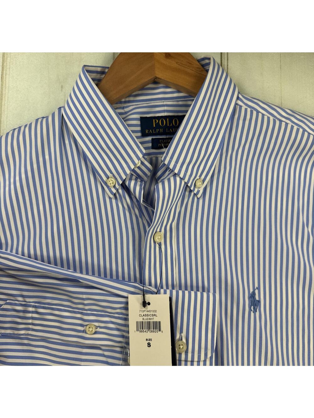 Polo Ralph Lauren Shirt Mens Small Blue Stripe Classic Fit Performance NWT $130